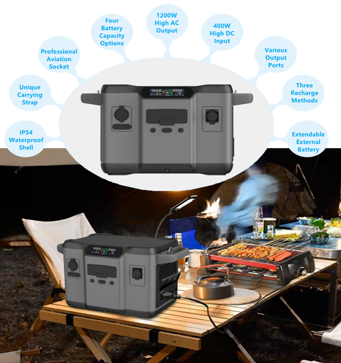 1200 W krachtige zonnegenerator voor back-up opladen